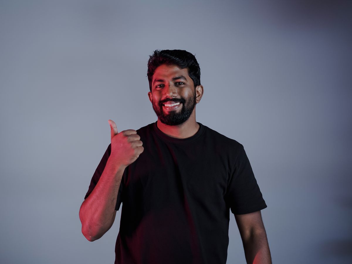 Shabeeb Nattukal giving a thumbs up
